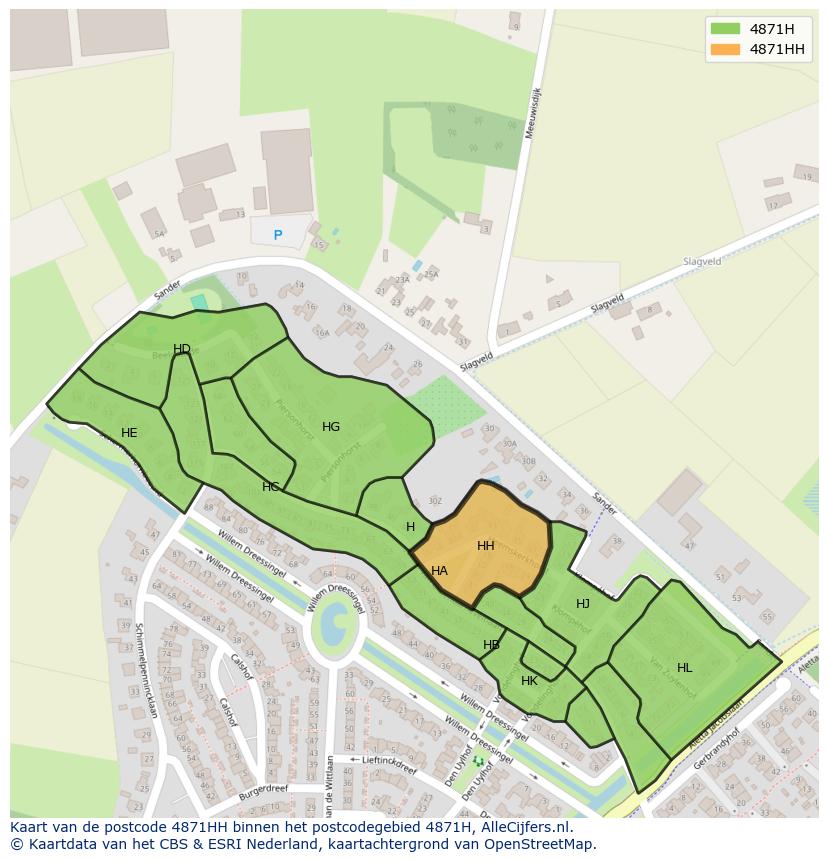 Afbeelding van het postcodegebied 4871 HH op de kaart.
