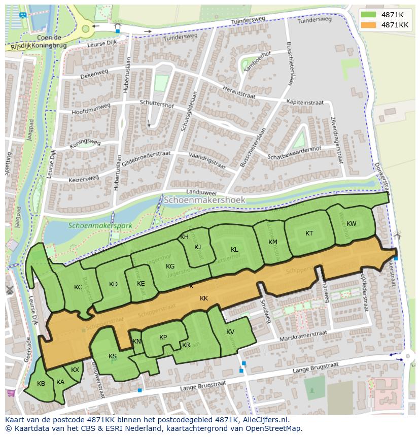 Afbeelding van het postcodegebied 4871 KK op de kaart.