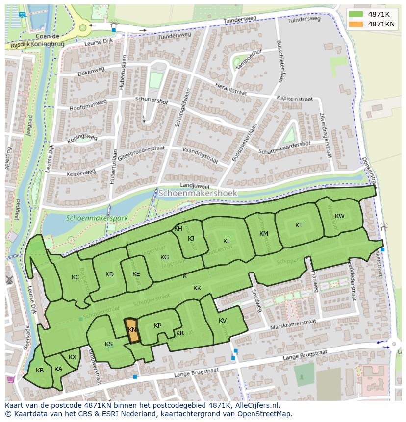 Afbeelding van het postcodegebied 4871 KN op de kaart.
