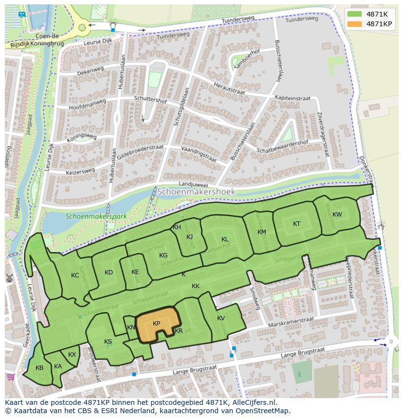 Afbeelding van het postcodegebied 4871 KP op de kaart.