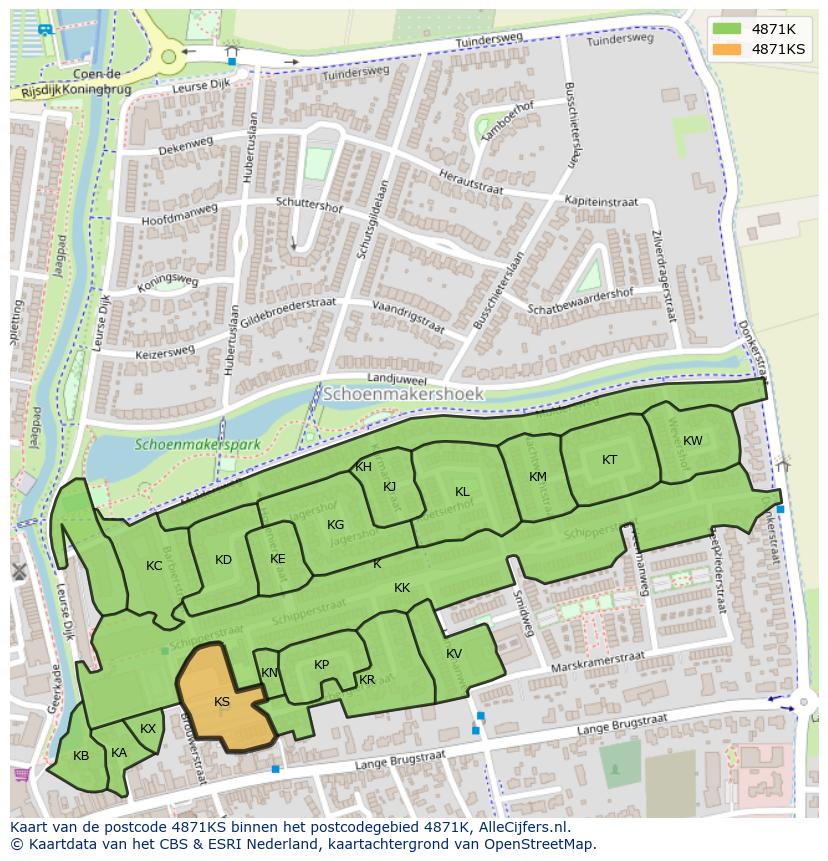 Afbeelding van het postcodegebied 4871 KS op de kaart.