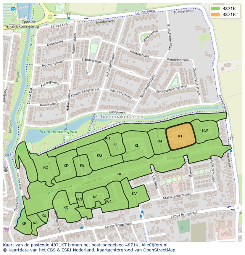 Afbeelding van het postcodegebied 4871 KT op de kaart.