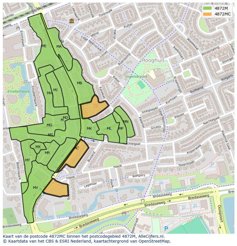 Afbeelding van het postcodegebied 4872 MC op de kaart.