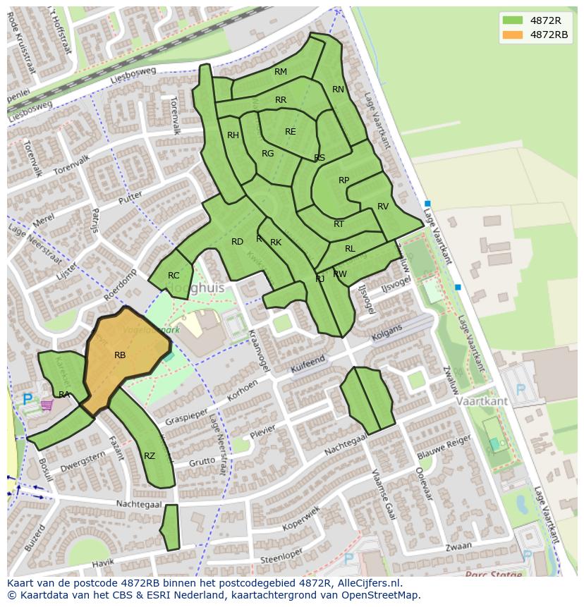 Afbeelding van het postcodegebied 4872 RB op de kaart.