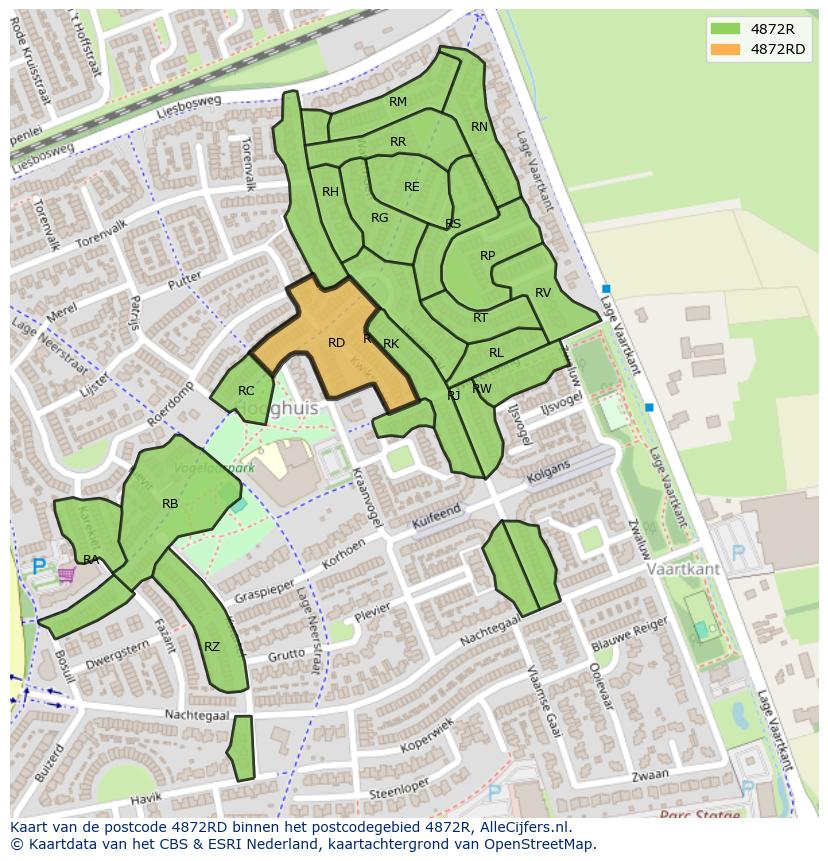 Afbeelding van het postcodegebied 4872 RD op de kaart.