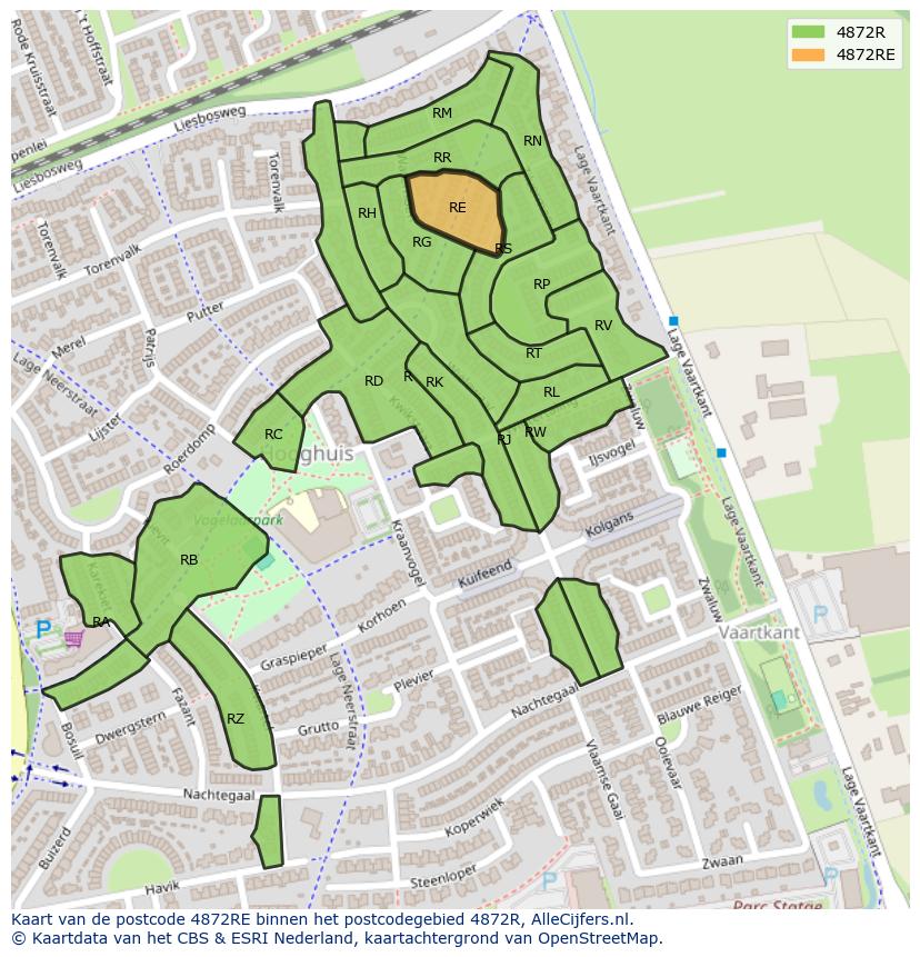 Afbeelding van het postcodegebied 4872 RE op de kaart.