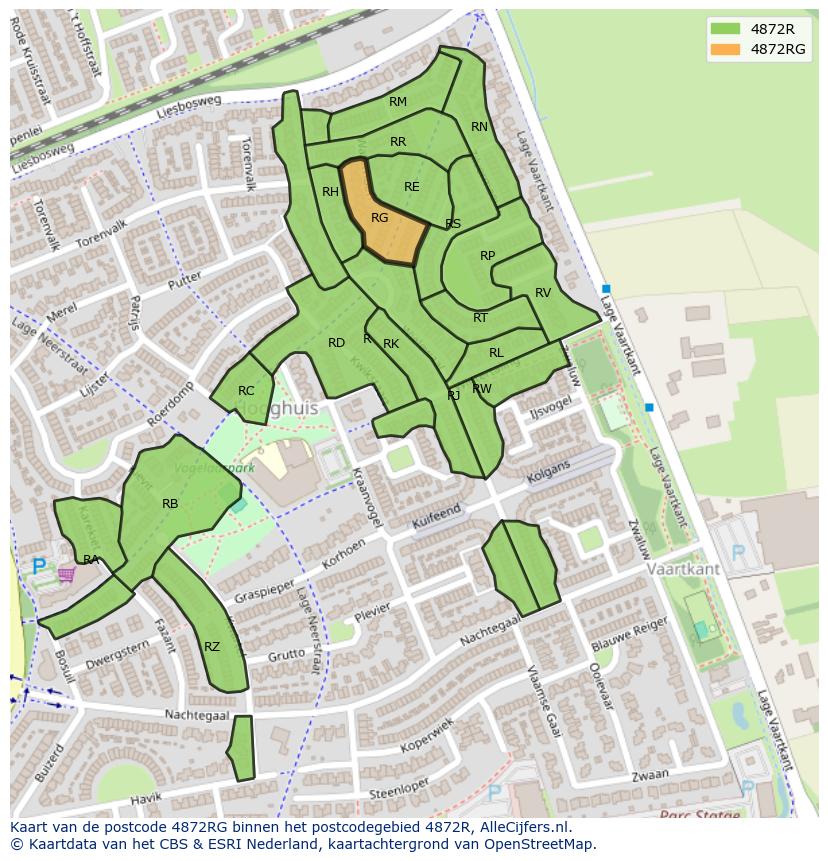 Afbeelding van het postcodegebied 4872 RG op de kaart.