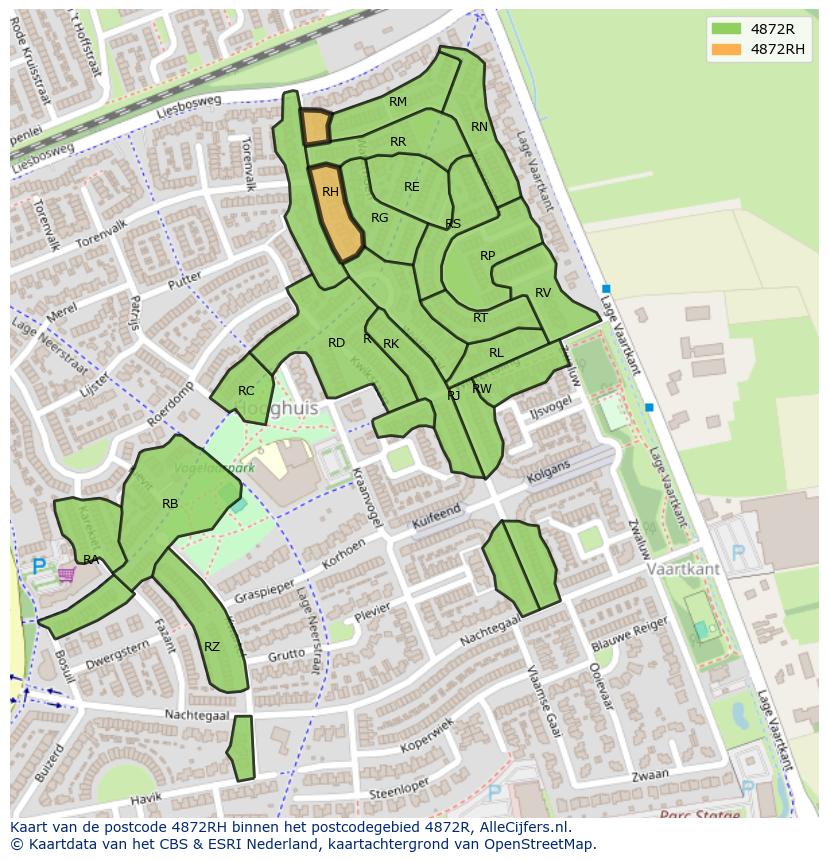 Afbeelding van het postcodegebied 4872 RH op de kaart.