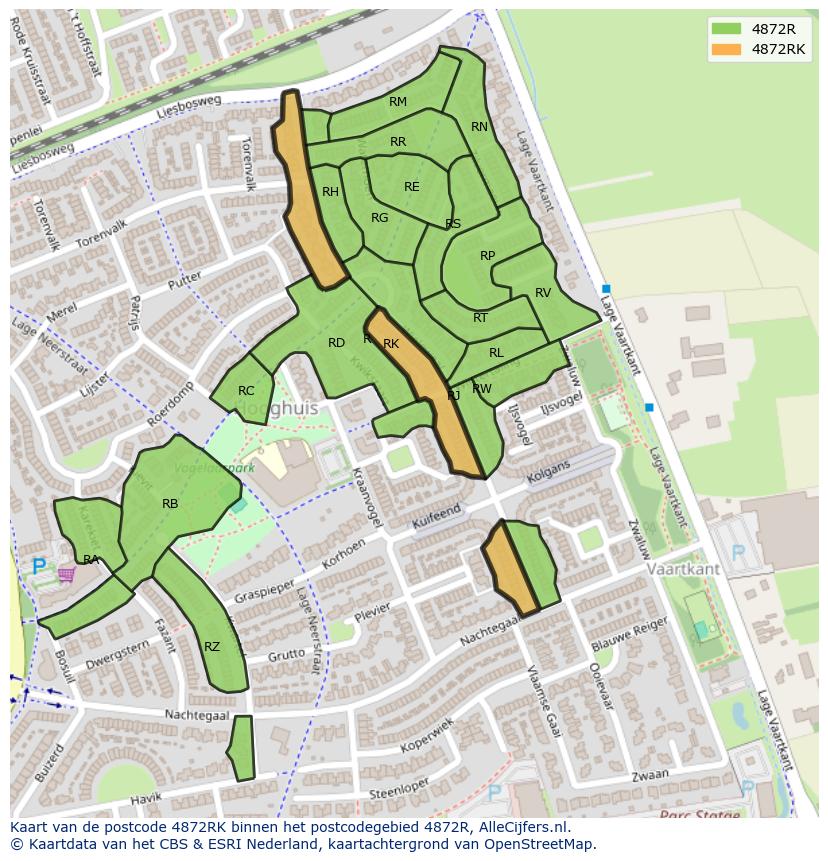 Afbeelding van het postcodegebied 4872 RK op de kaart.