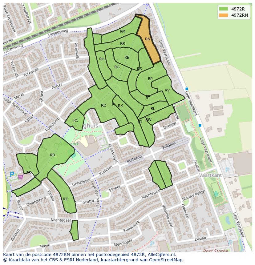 Afbeelding van het postcodegebied 4872 RN op de kaart.