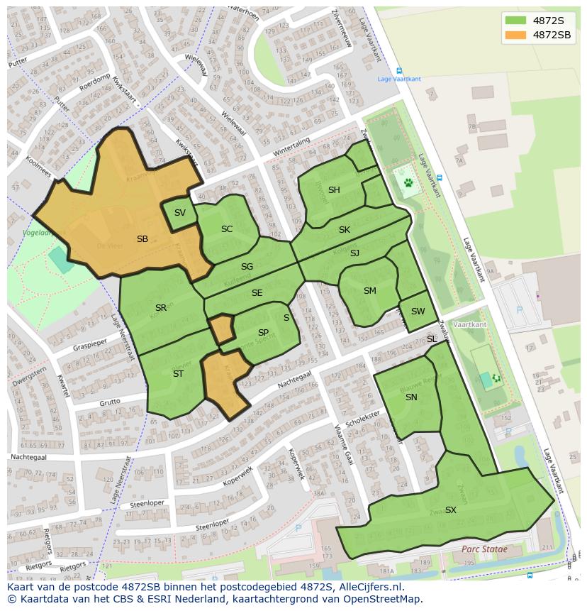Afbeelding van het postcodegebied 4872 SB op de kaart.