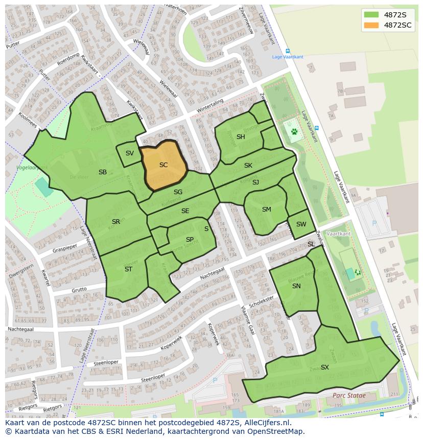 Afbeelding van het postcodegebied 4872 SC op de kaart.