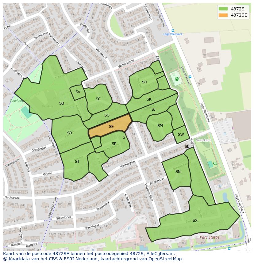 Afbeelding van het postcodegebied 4872 SE op de kaart.
