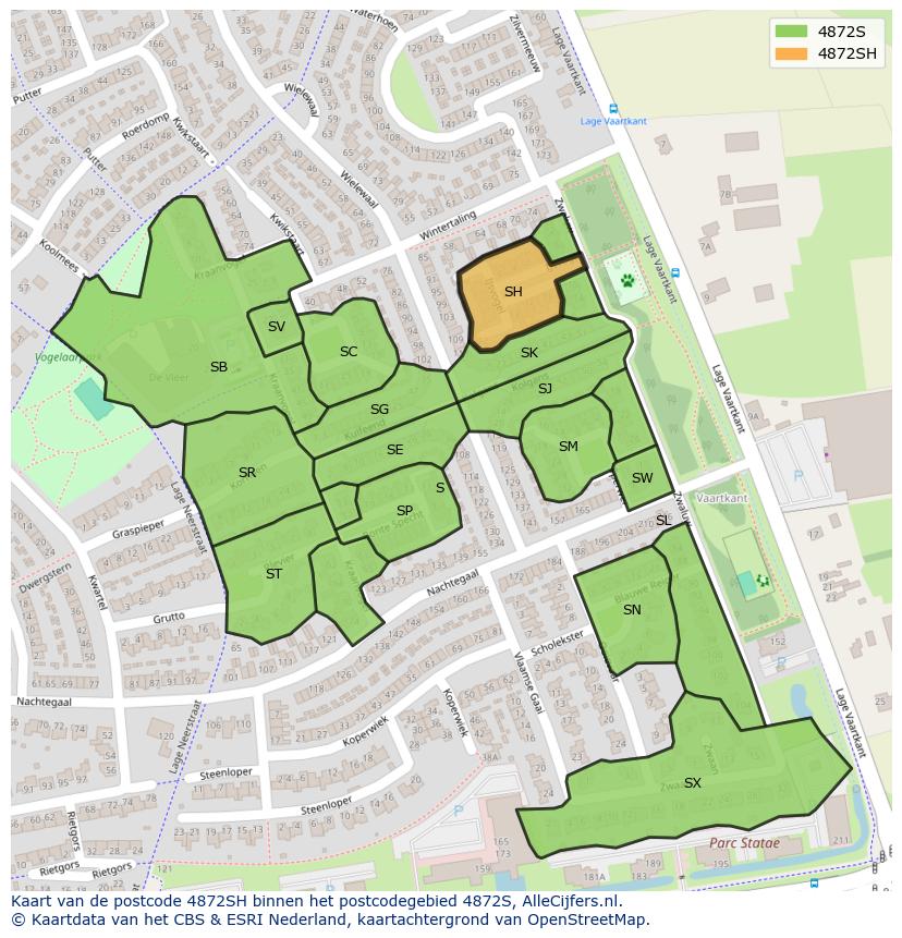 Afbeelding van het postcodegebied 4872 SH op de kaart.