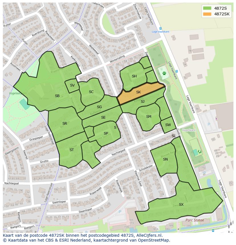 Afbeelding van het postcodegebied 4872 SK op de kaart.