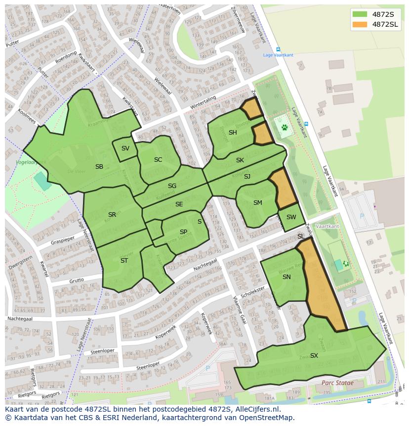 Afbeelding van het postcodegebied 4872 SL op de kaart.