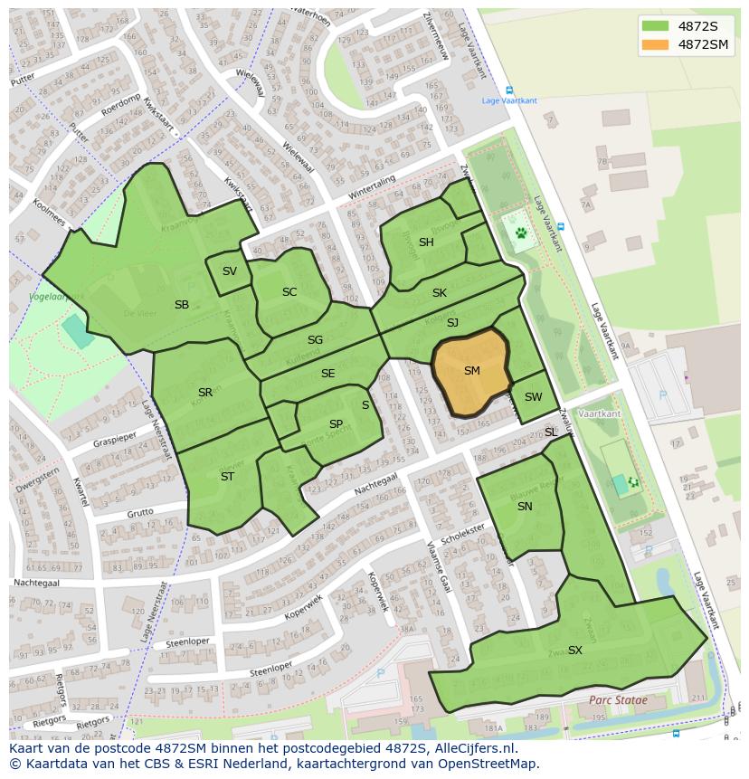 Afbeelding van het postcodegebied 4872 SM op de kaart.