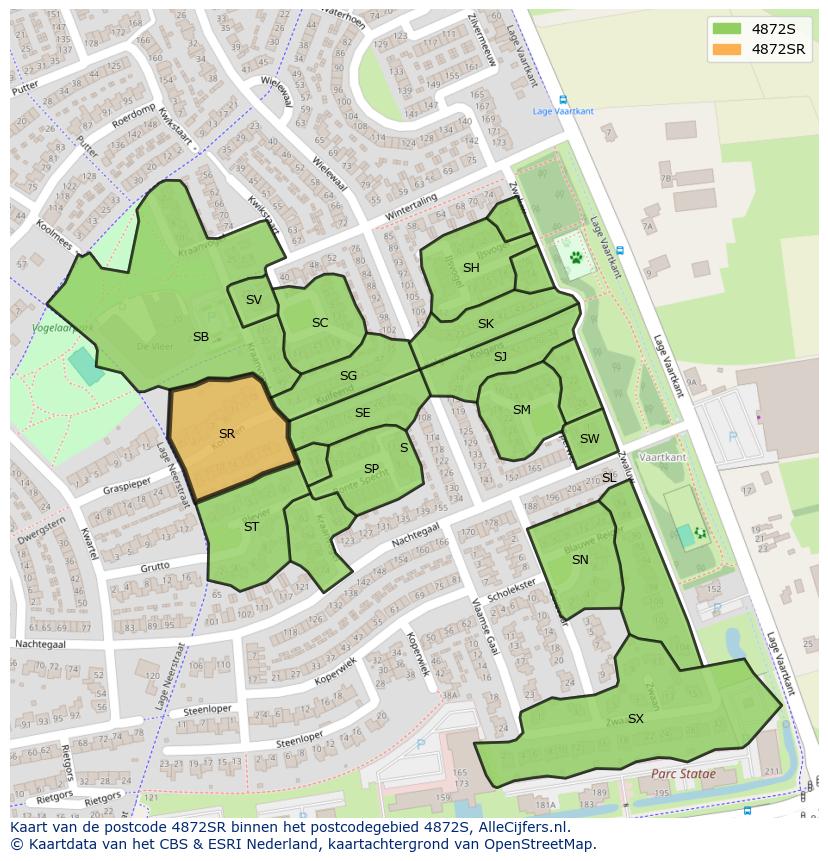 Afbeelding van het postcodegebied 4872 SR op de kaart.