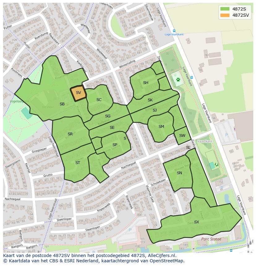 Afbeelding van het postcodegebied 4872 SV op de kaart.