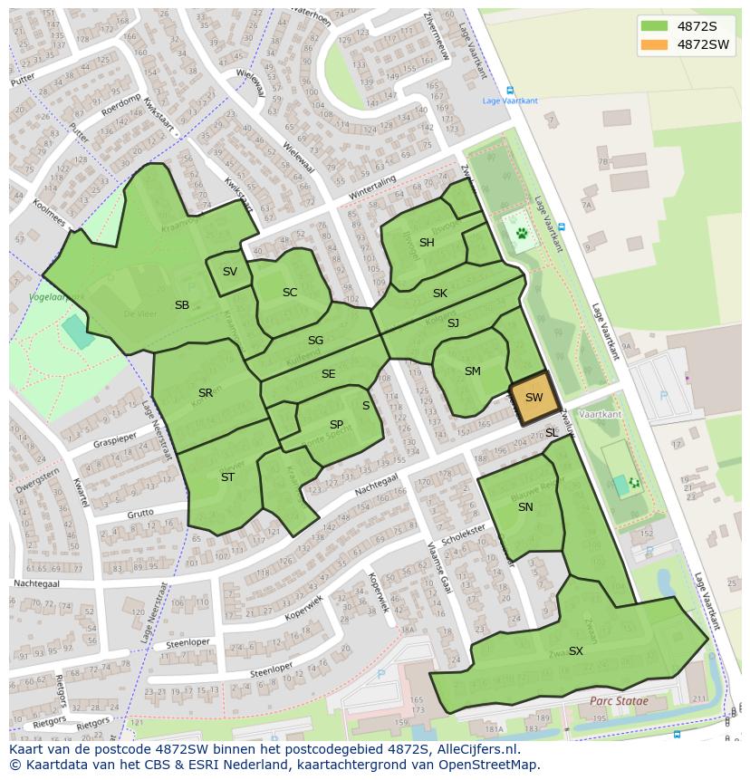 Afbeelding van het postcodegebied 4872 SW op de kaart.