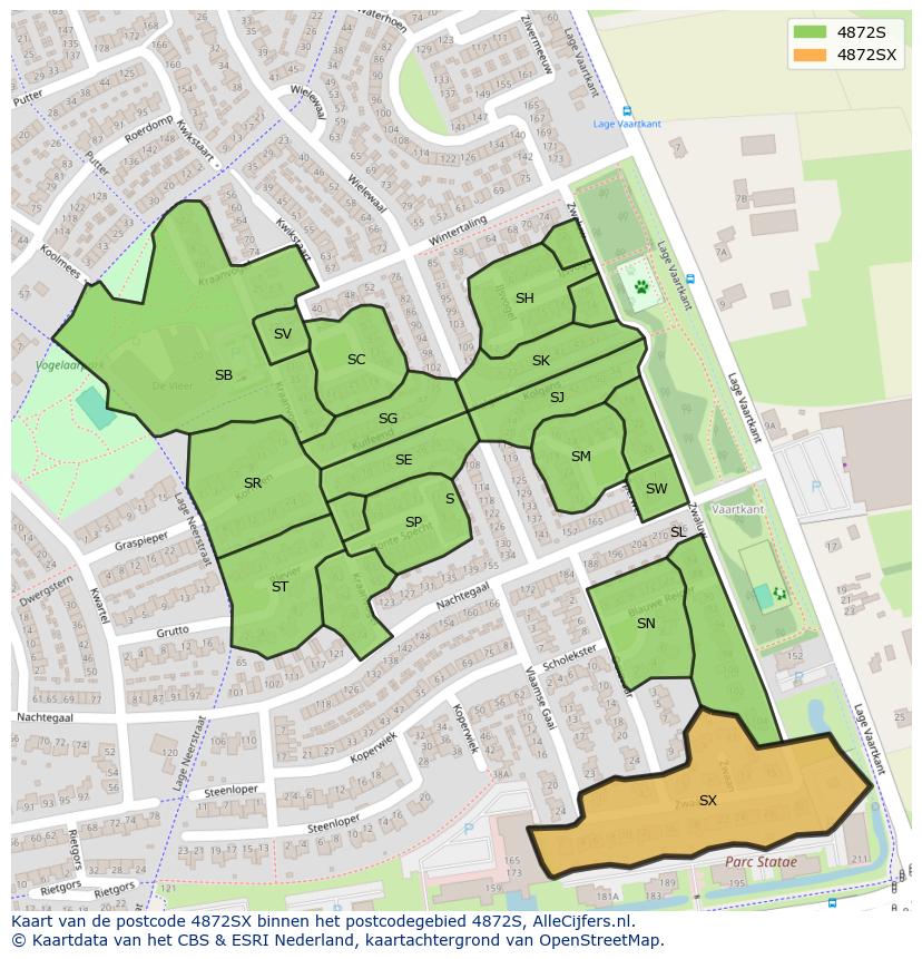 Afbeelding van het postcodegebied 4872 SX op de kaart.