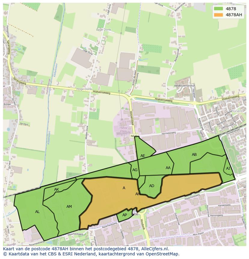 Afbeelding van het postcodegebied 4878 AH op de kaart.