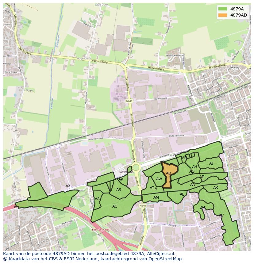 Afbeelding van het postcodegebied 4879 AD op de kaart.