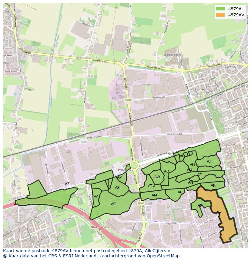 Afbeelding van het postcodegebied 4879 AV op de kaart.