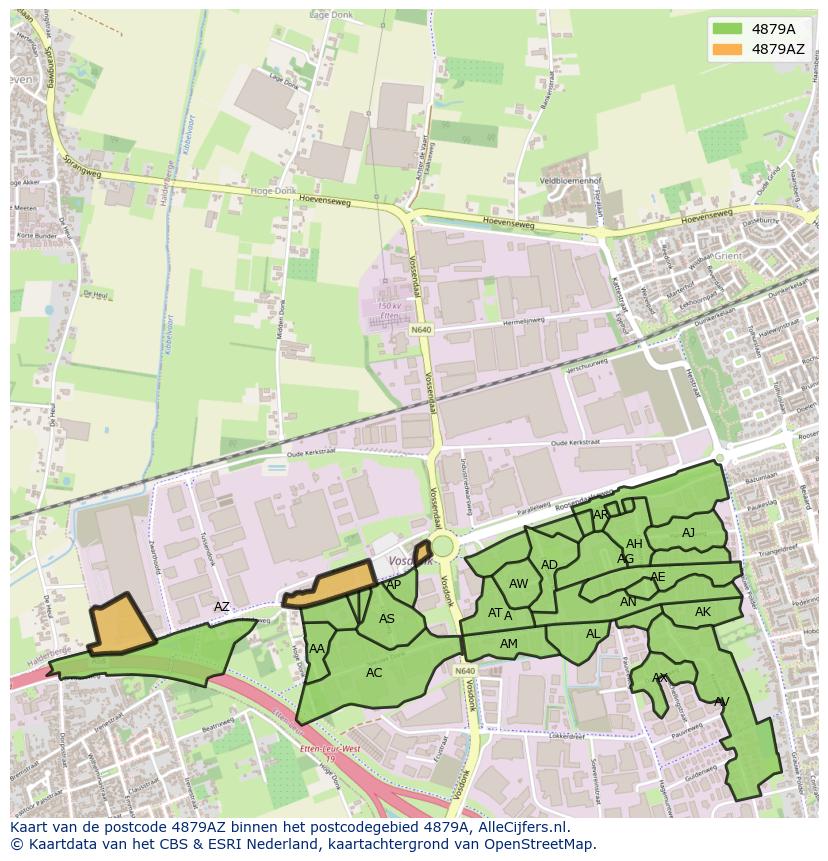 Afbeelding van het postcodegebied 4879 AZ op de kaart.