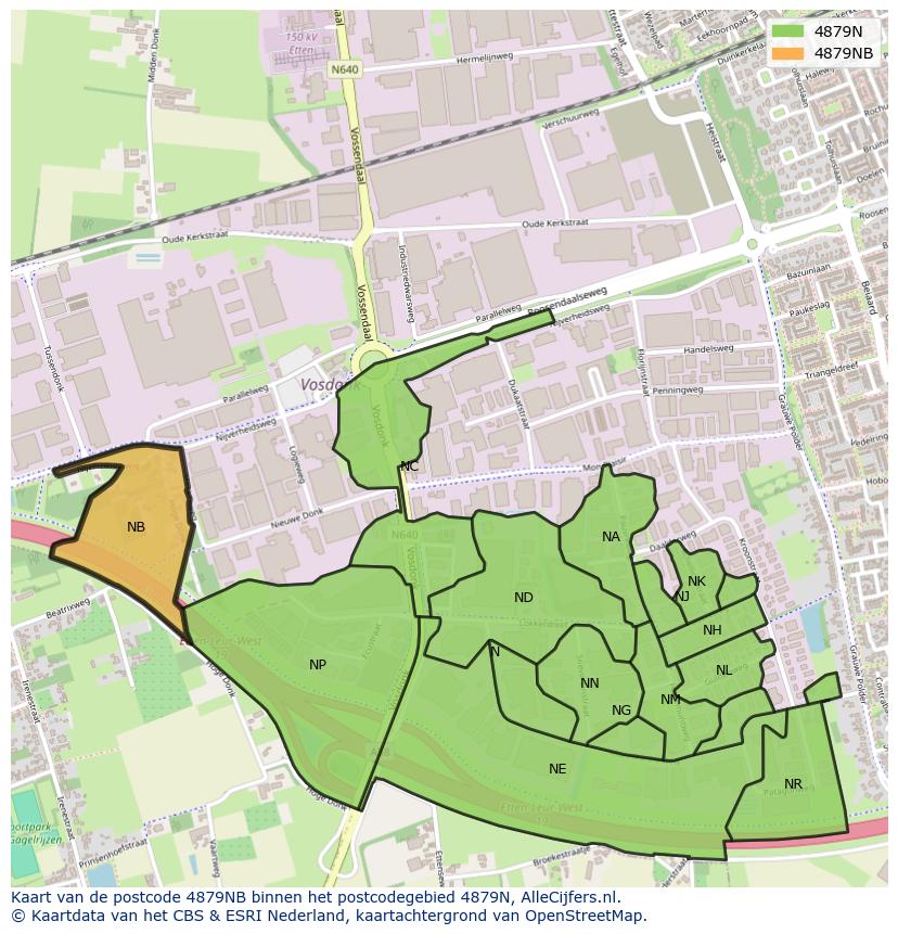 Afbeelding van het postcodegebied 4879 NB op de kaart.
