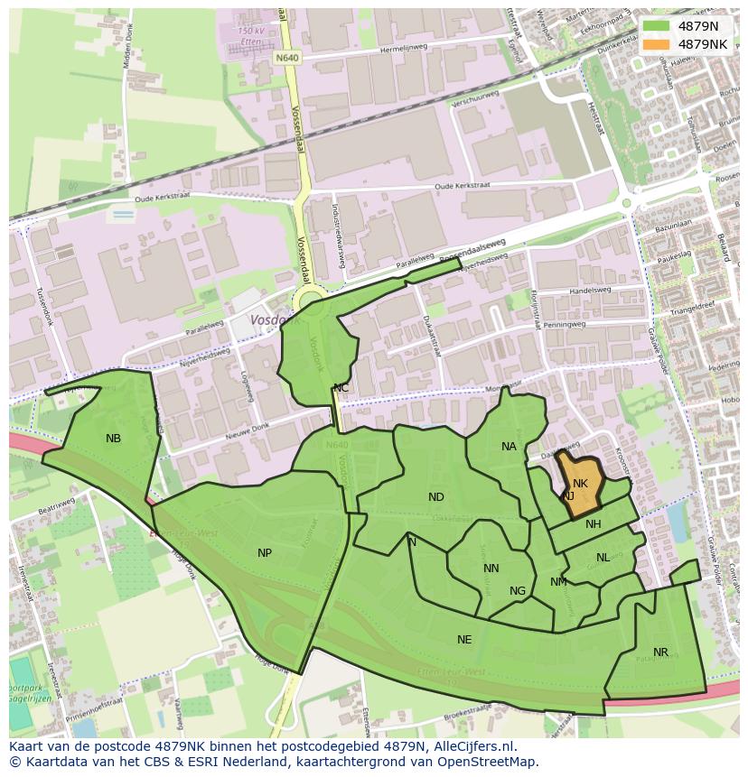 Afbeelding van het postcodegebied 4879 NK op de kaart.