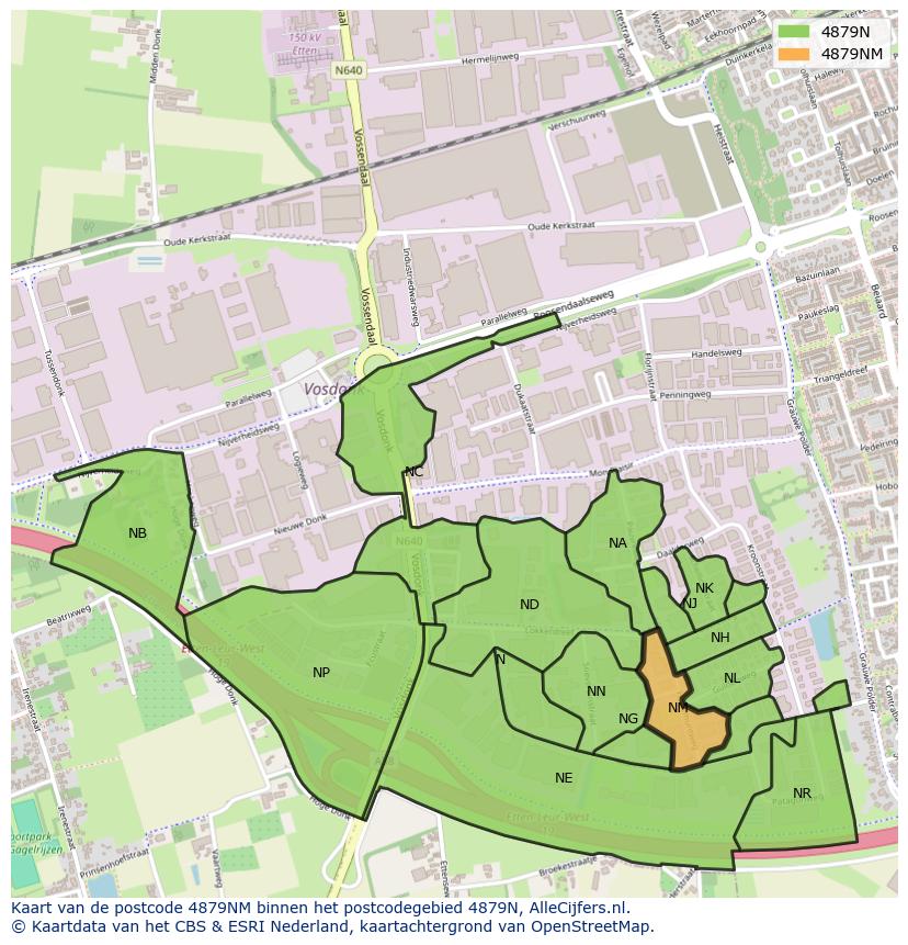 Afbeelding van het postcodegebied 4879 NM op de kaart.