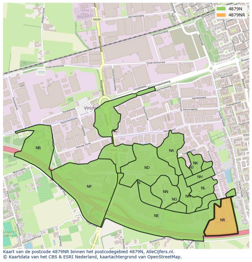 Afbeelding van het postcodegebied 4879 NR op de kaart.