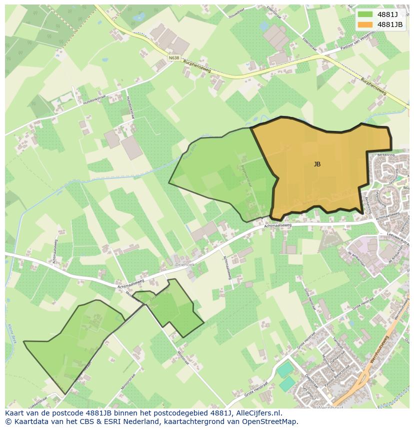 Afbeelding van het postcodegebied 4881 JB op de kaart.