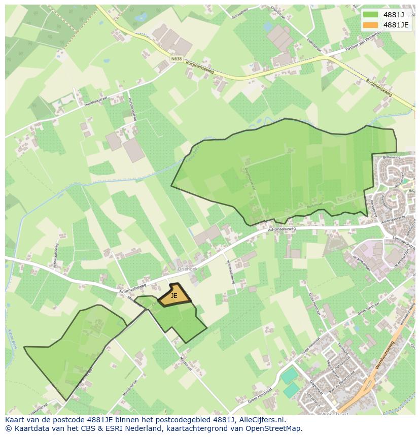 Afbeelding van het postcodegebied 4881 JE op de kaart.
