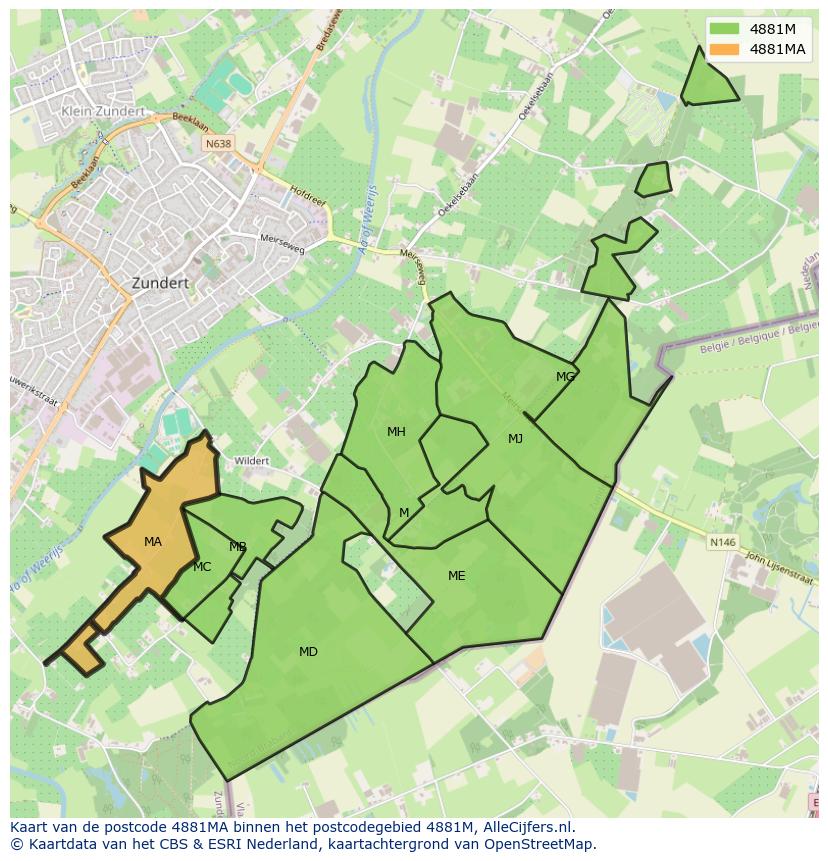 Afbeelding van het postcodegebied 4881 MA op de kaart.