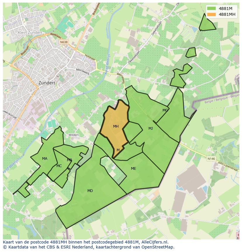 Afbeelding van het postcodegebied 4881 MH op de kaart.
