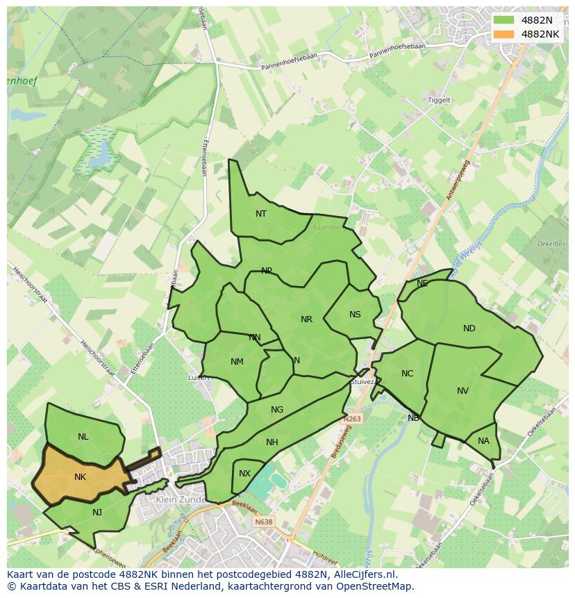 Afbeelding van het postcodegebied 4882 NK op de kaart.