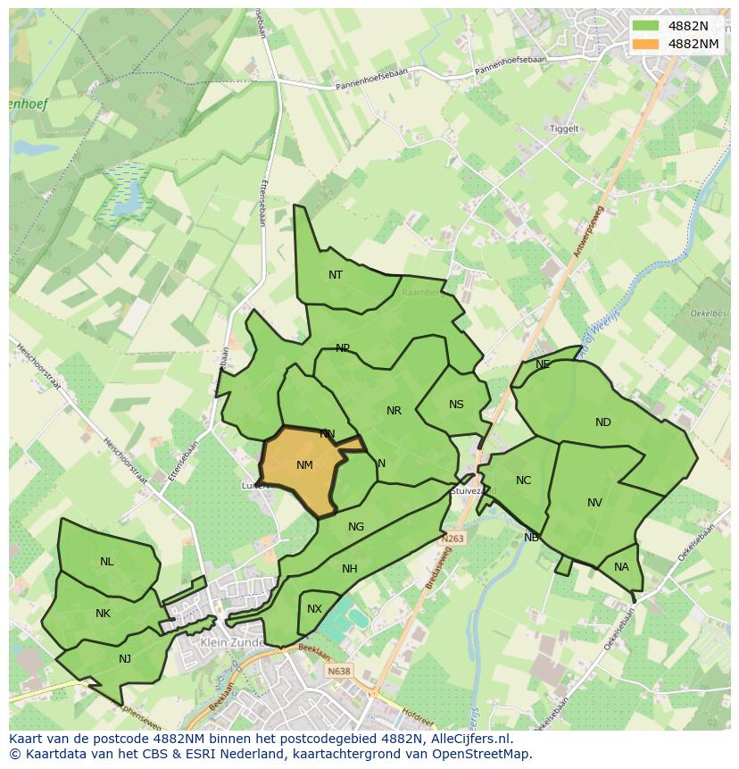 Afbeelding van het postcodegebied 4882 NM op de kaart.