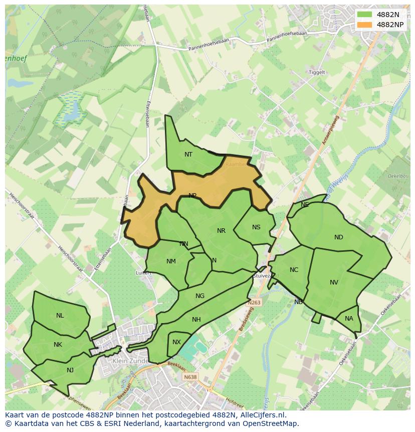 Afbeelding van het postcodegebied 4882 NP op de kaart.
