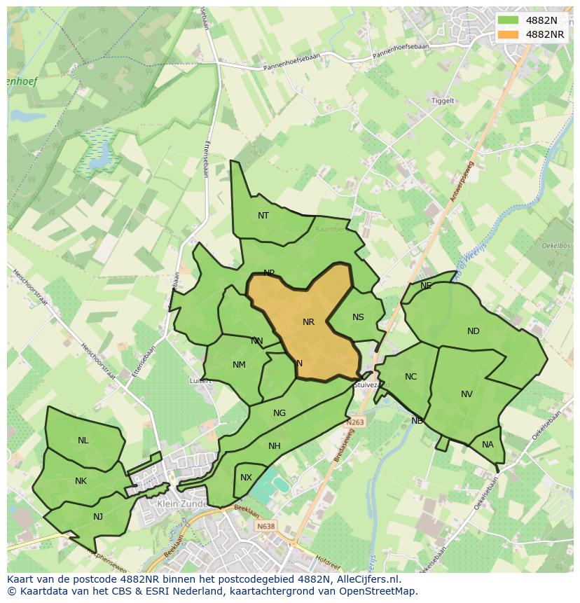 Afbeelding van het postcodegebied 4882 NR op de kaart.