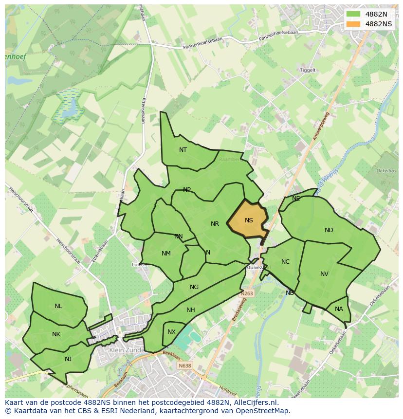 Afbeelding van het postcodegebied 4882 NS op de kaart.