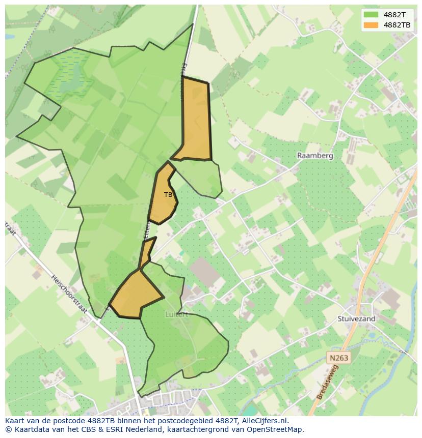 Afbeelding van het postcodegebied 4882 TB op de kaart.