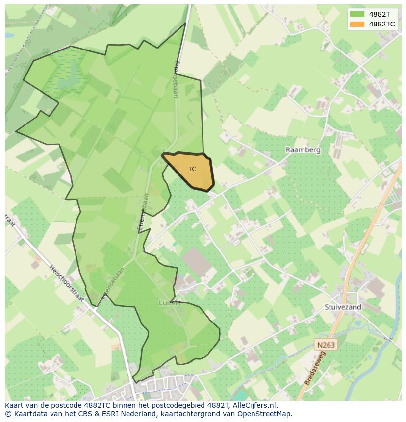 Afbeelding van het postcodegebied 4882 TC op de kaart.