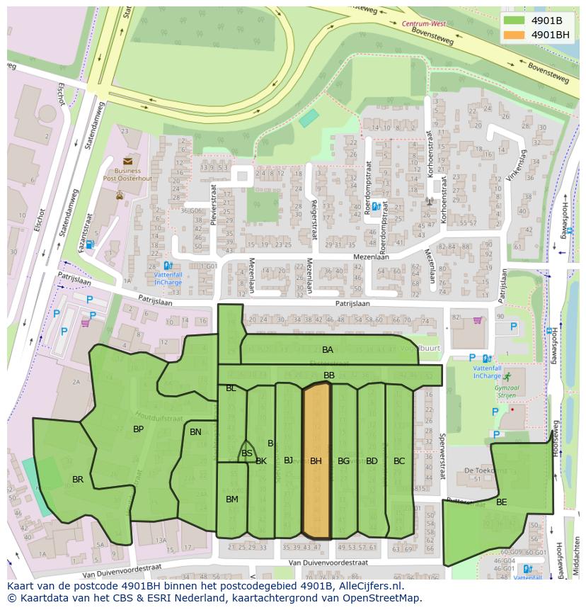 Afbeelding van het postcodegebied 4901 BH op de kaart.
