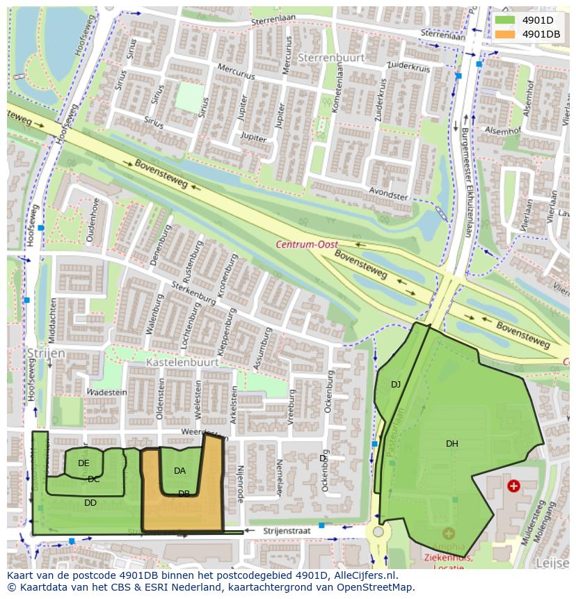 Afbeelding van het postcodegebied 4901 DB op de kaart.