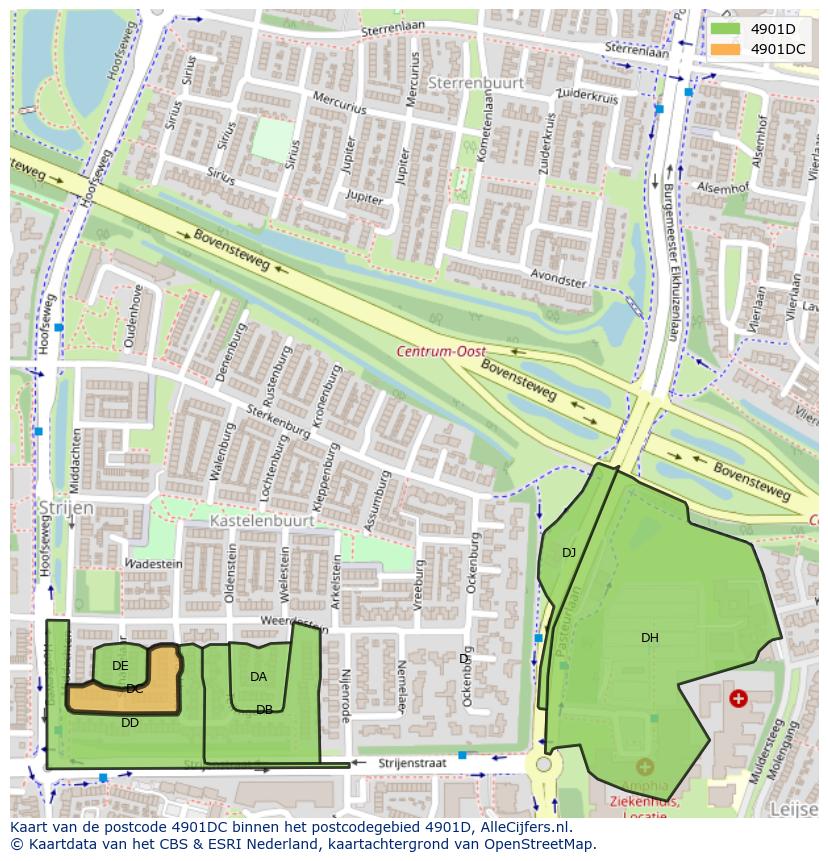 Afbeelding van het postcodegebied 4901 DC op de kaart.