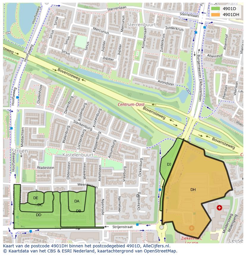 Afbeelding van het postcodegebied 4901 DH op de kaart.