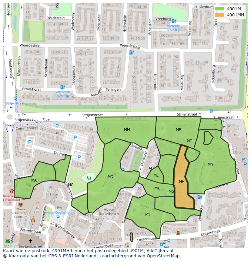 Afbeelding van het postcodegebied 4901 MH op de kaart.