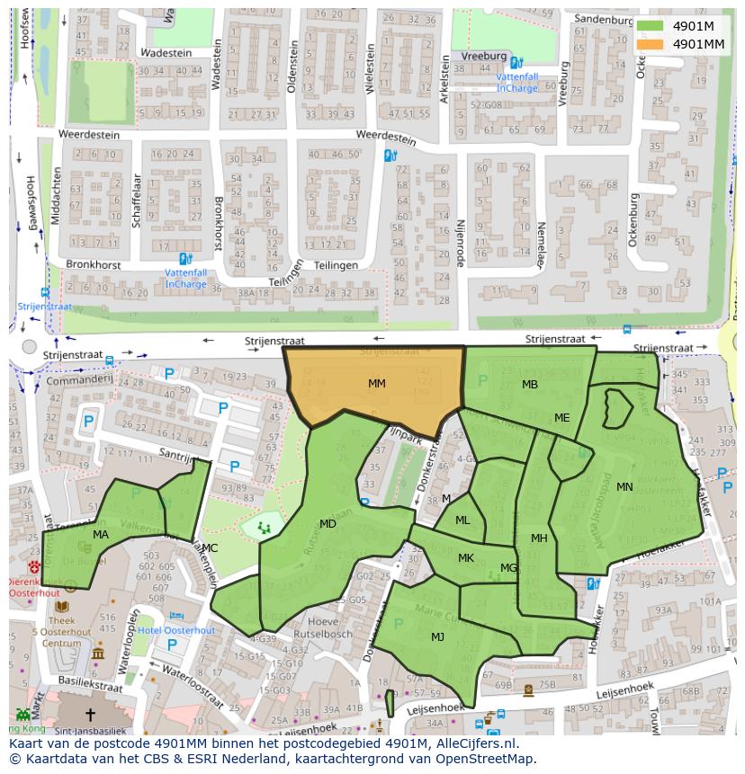 Afbeelding van het postcodegebied 4901 MM op de kaart.